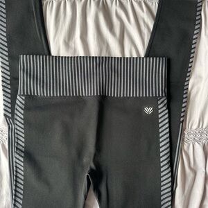 Black and Gray Striped Leggings